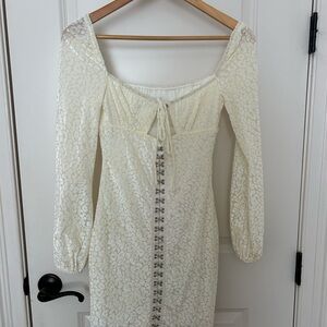 Princess Polly White Long Sleeve Mini Dress